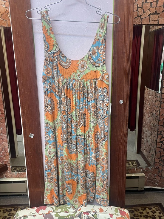 Betsey Johnson Dresses & Skirts - Betsey Johnson Orange and Aqua Floral Paisley Maxi Dress